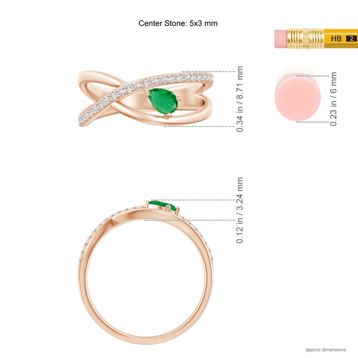 AA - Emerald / 0.38 CT / 14 KT Rose Gold