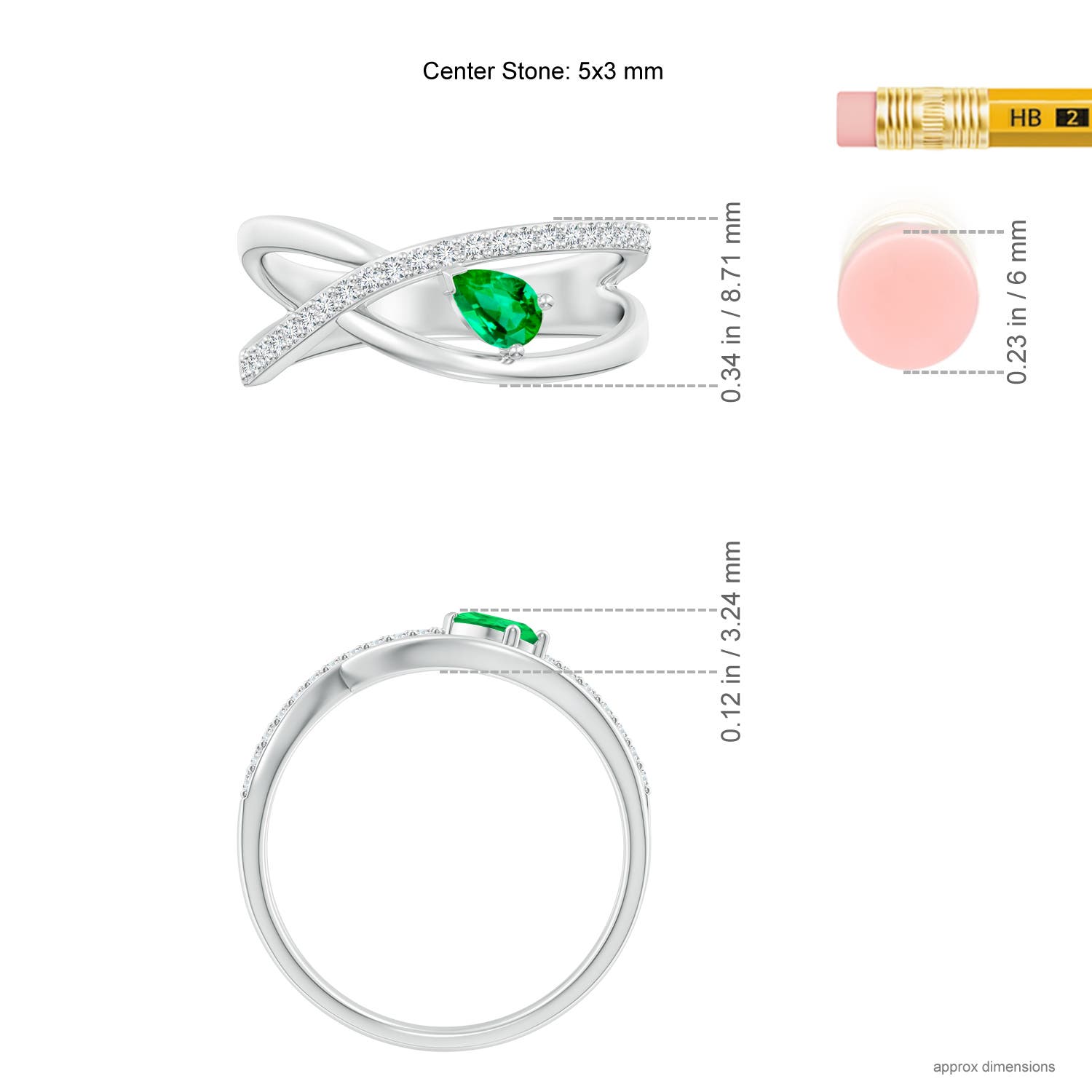 AAA - Emerald / 0.38 CT / 14 KT White Gold