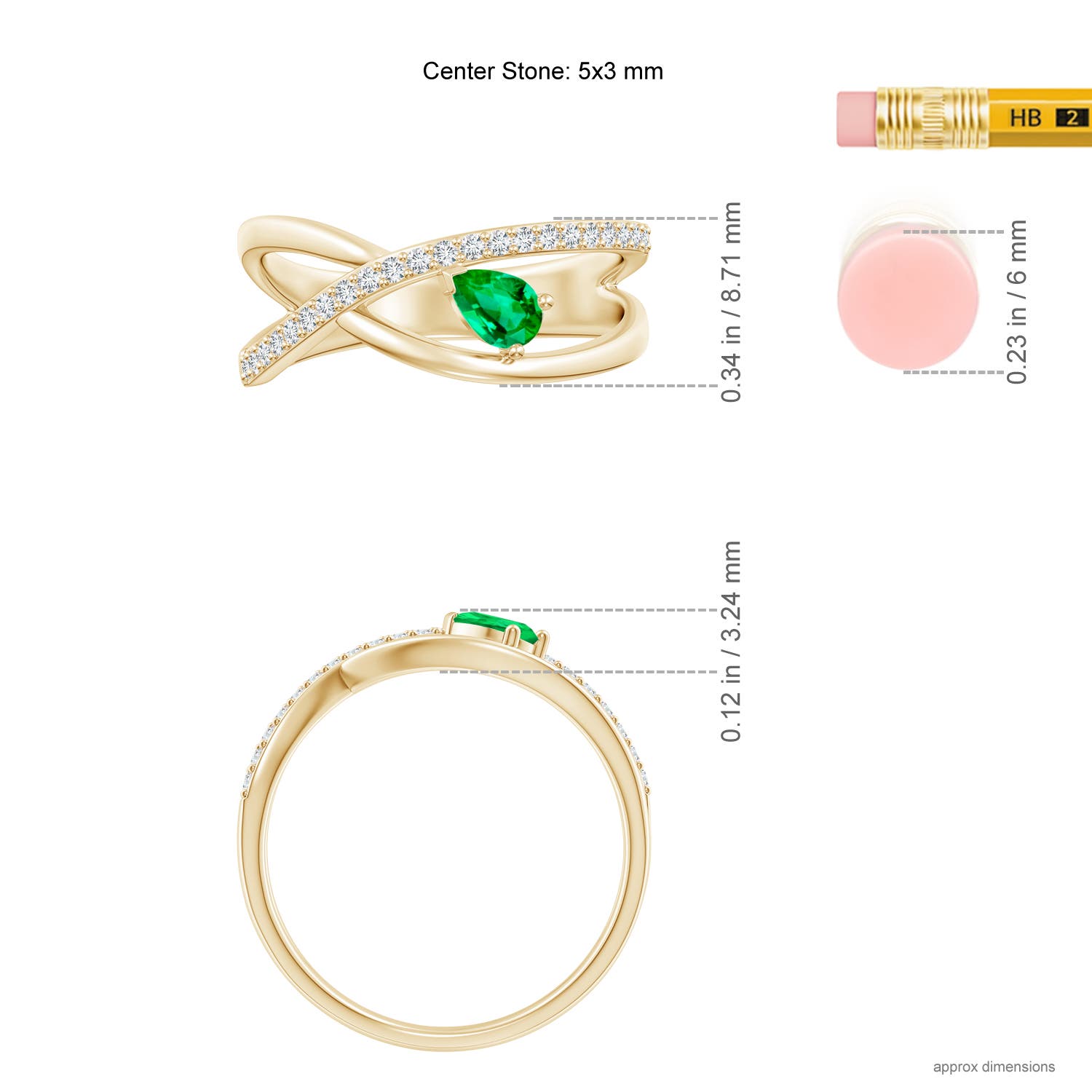 AAA - Emerald / 0.38 CT / 14 KT Yellow Gold