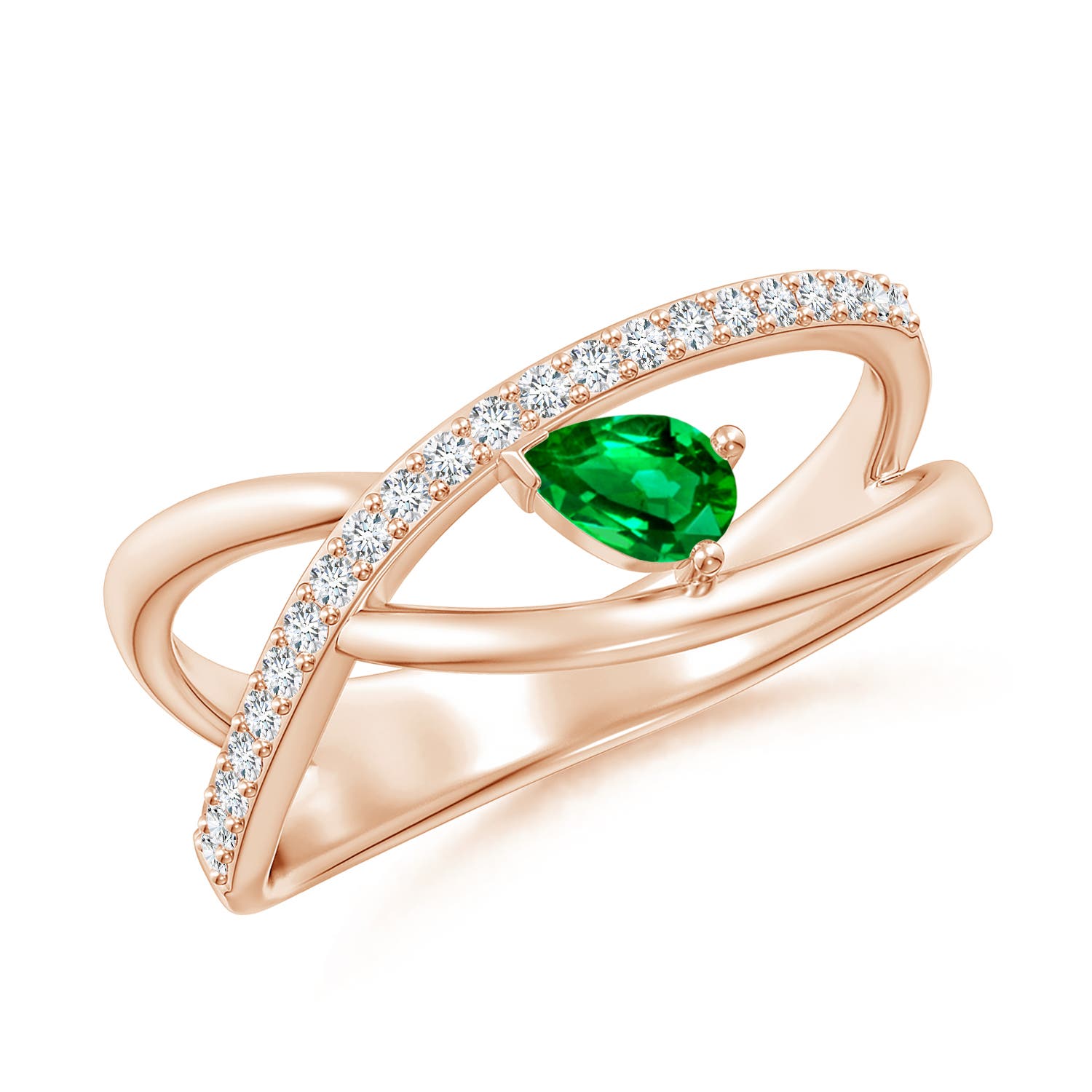 AAAA - Emerald / 0.38 CT / 14 KT Rose Gold