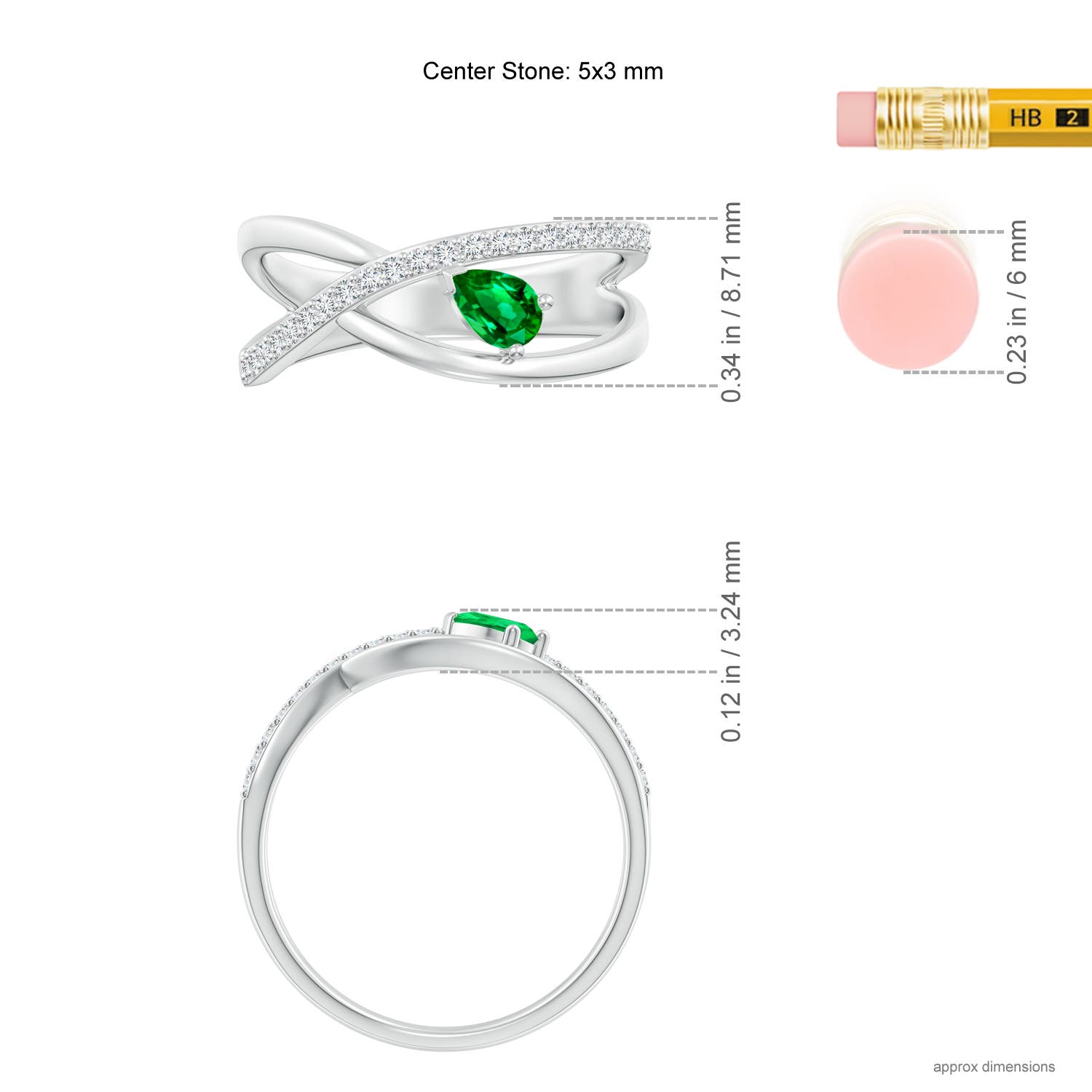 AAAA - Emerald / 0.38 CT / 14 KT White Gold