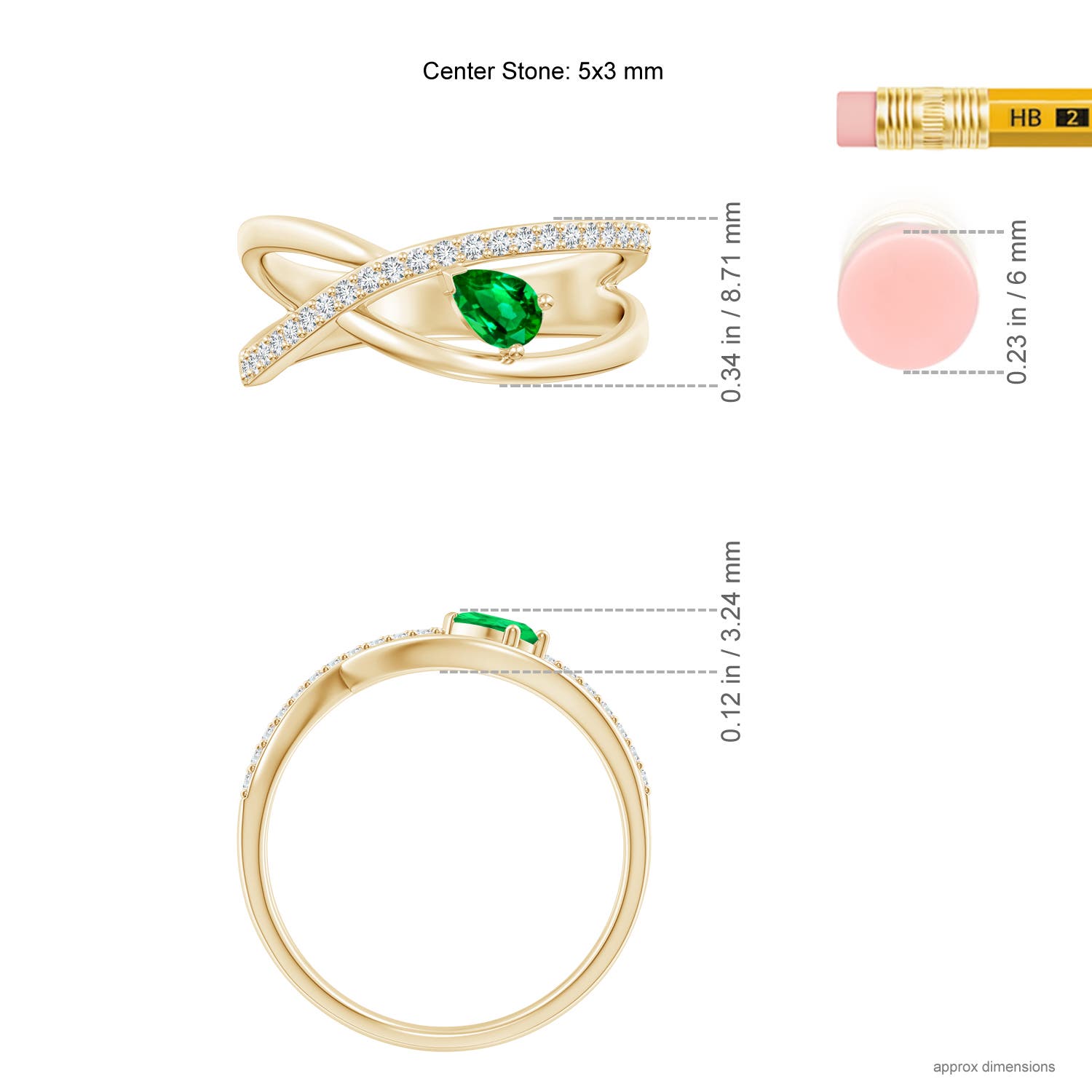 AAAA - Emerald / 0.38 CT / 14 KT Yellow Gold