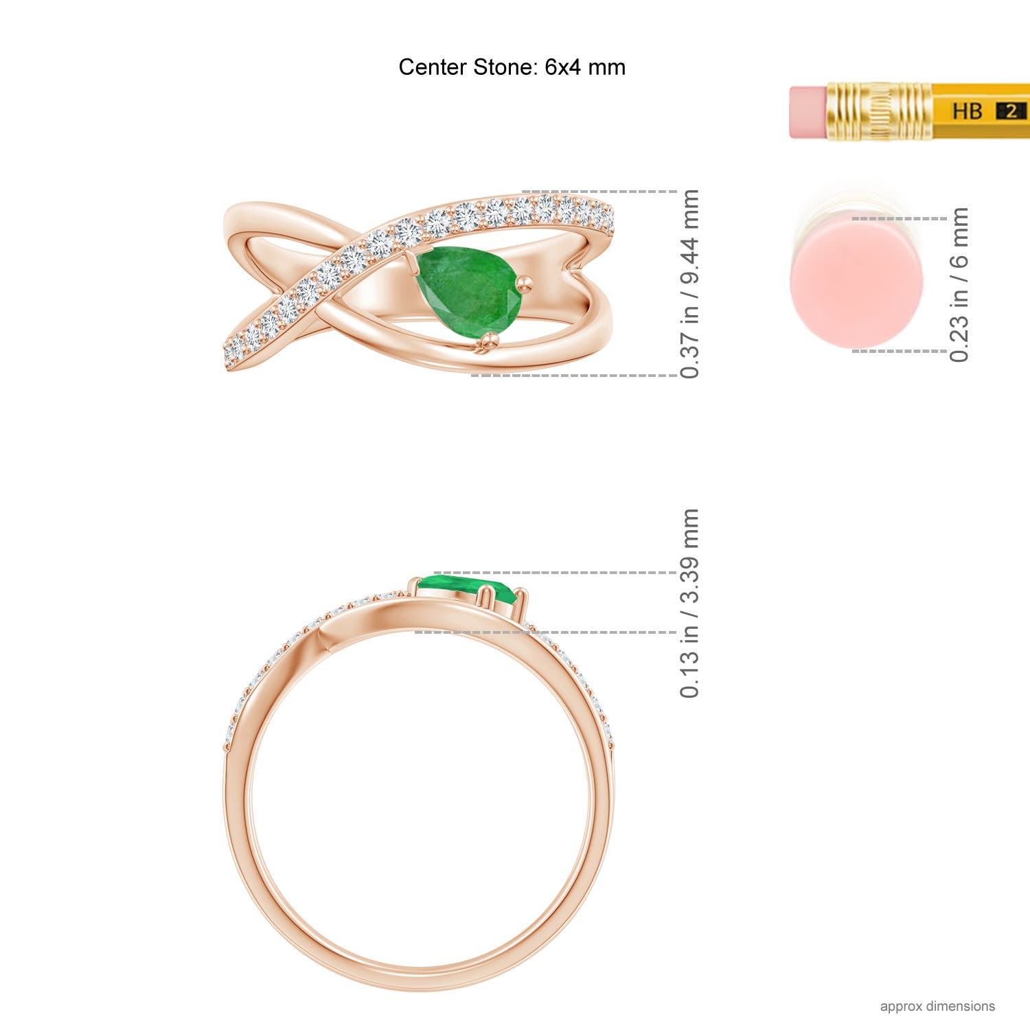 A - Emerald / 0.57 CT / 14 KT Rose Gold