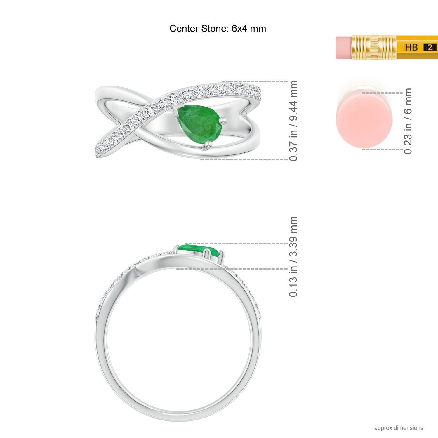 A - Emerald / 0.57 CT / 14 KT White Gold