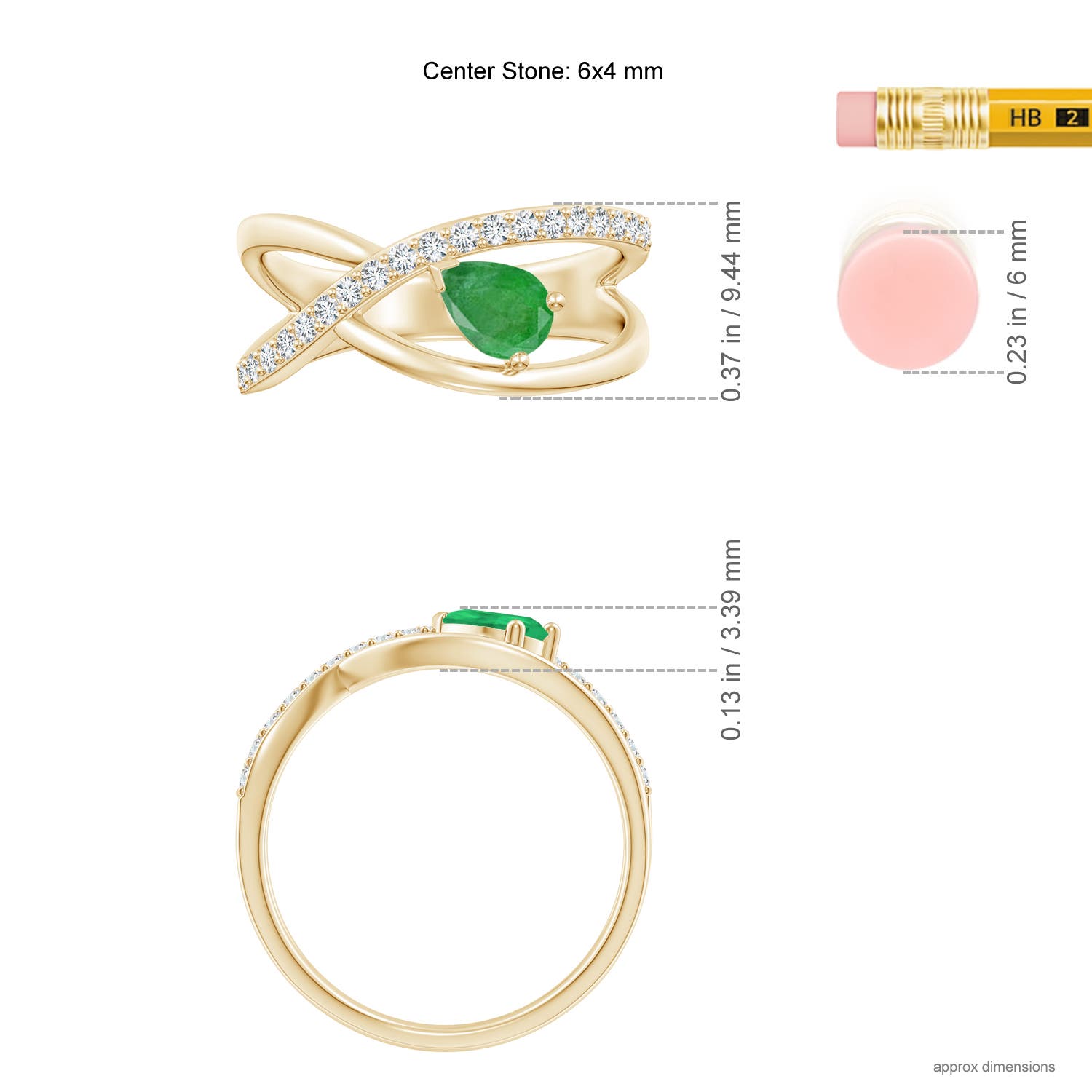 A - Emerald / 0.57 CT / 14 KT Yellow Gold