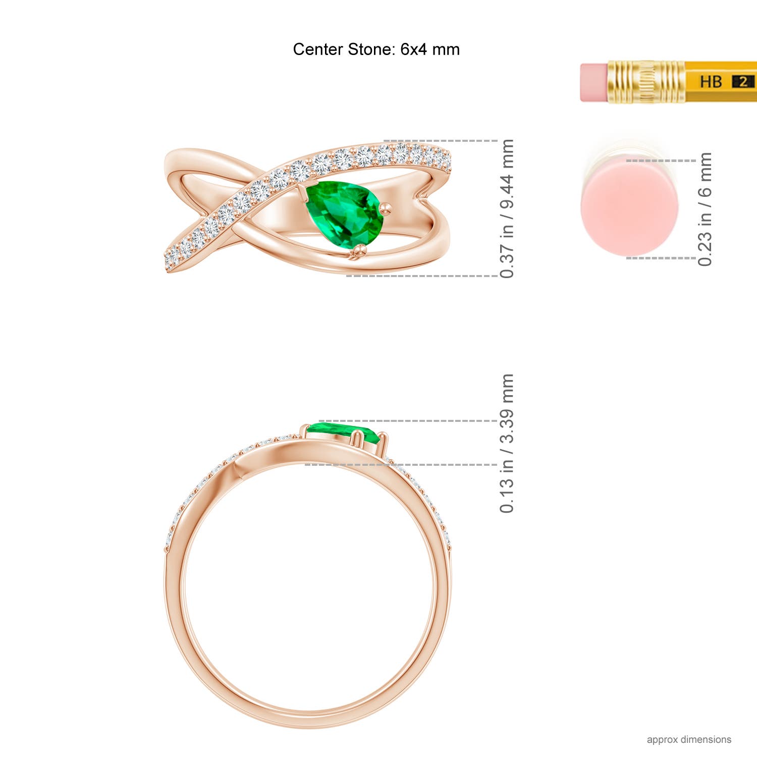 AAA - Emerald / 0.57 CT / 14 KT Rose Gold