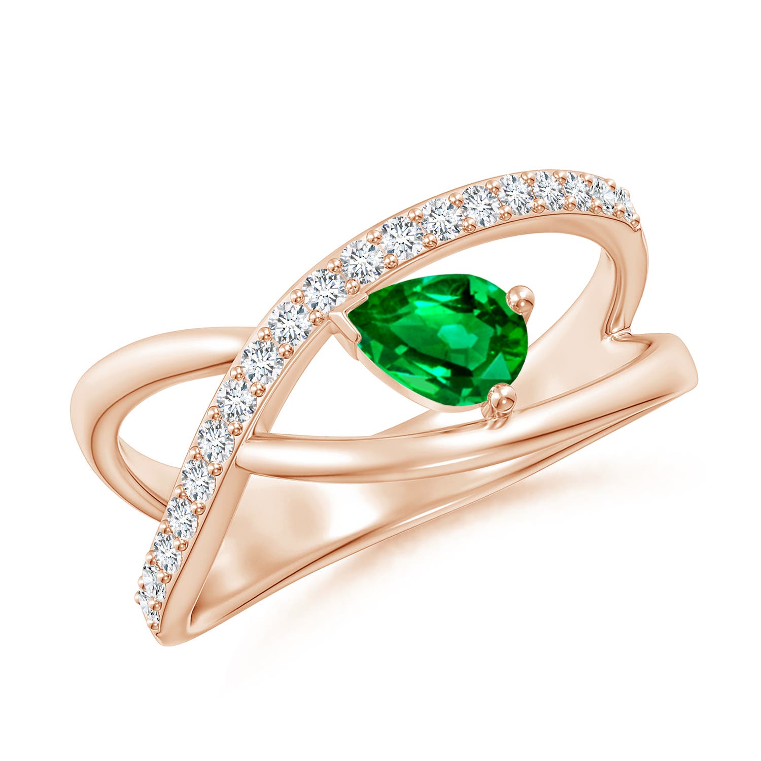 AAAA - Emerald / 0.57 CT / 14 KT Rose Gold