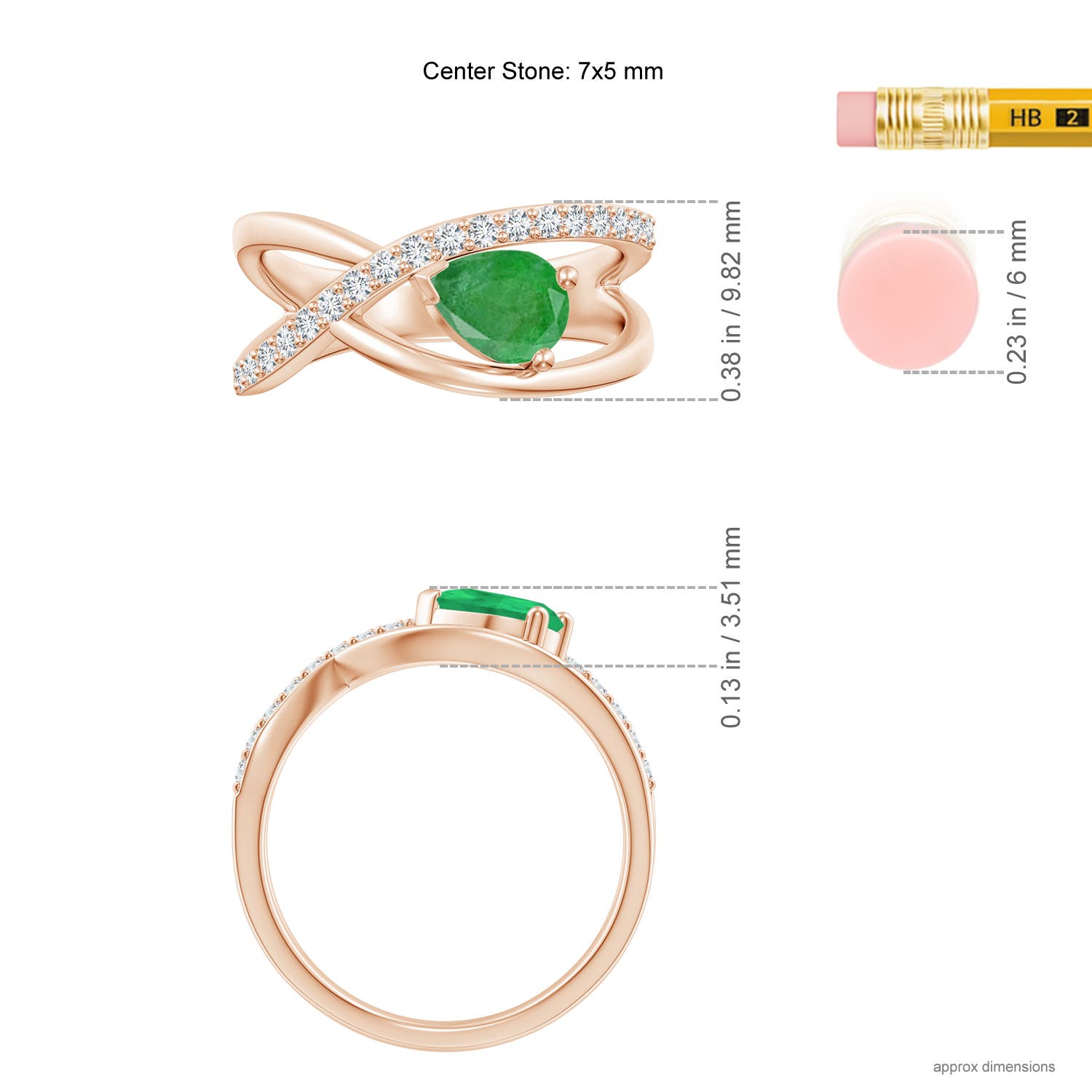 A - Emerald / 0.82 CT / 14 KT Rose Gold