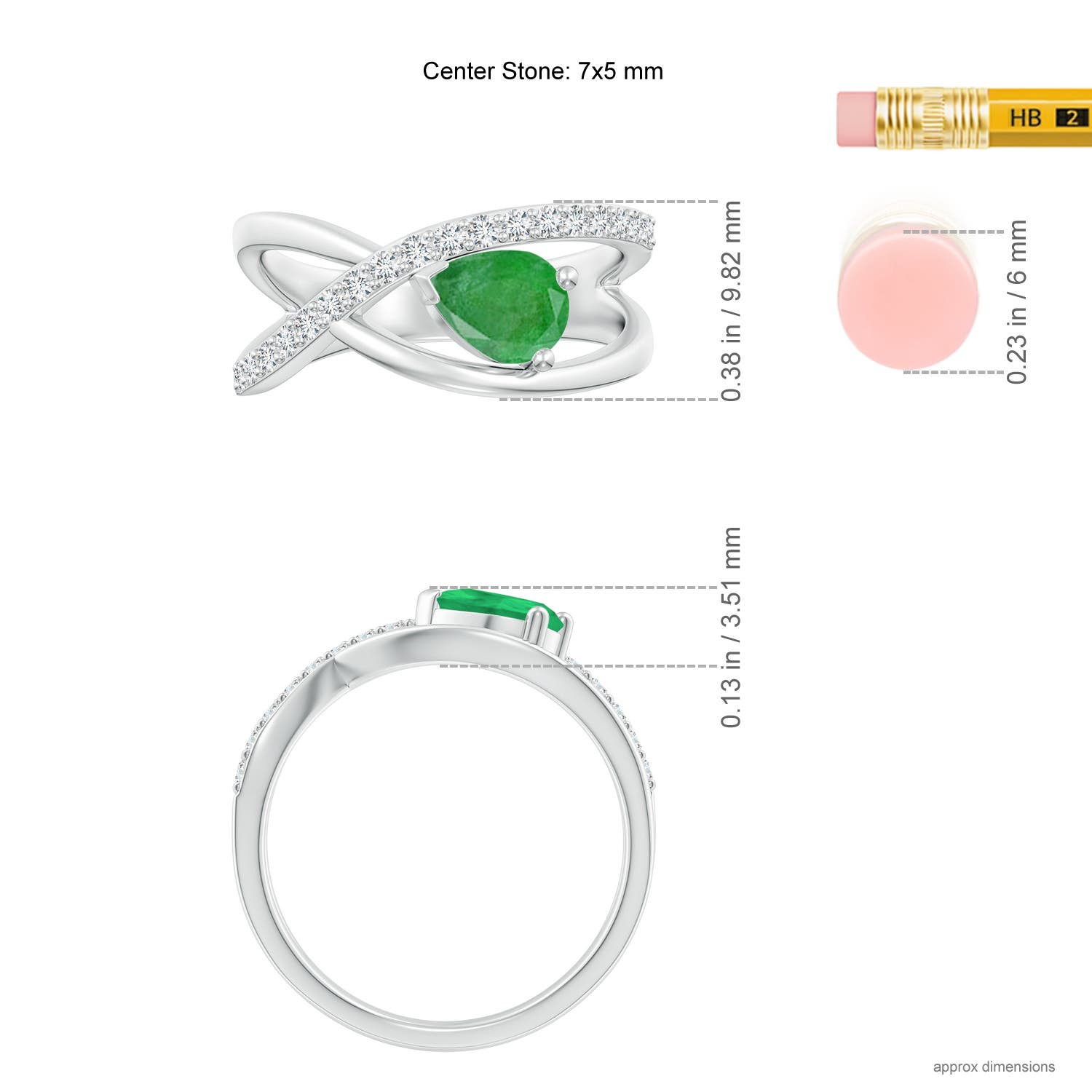 A - Emerald / 0.82 CT / 14 KT White Gold