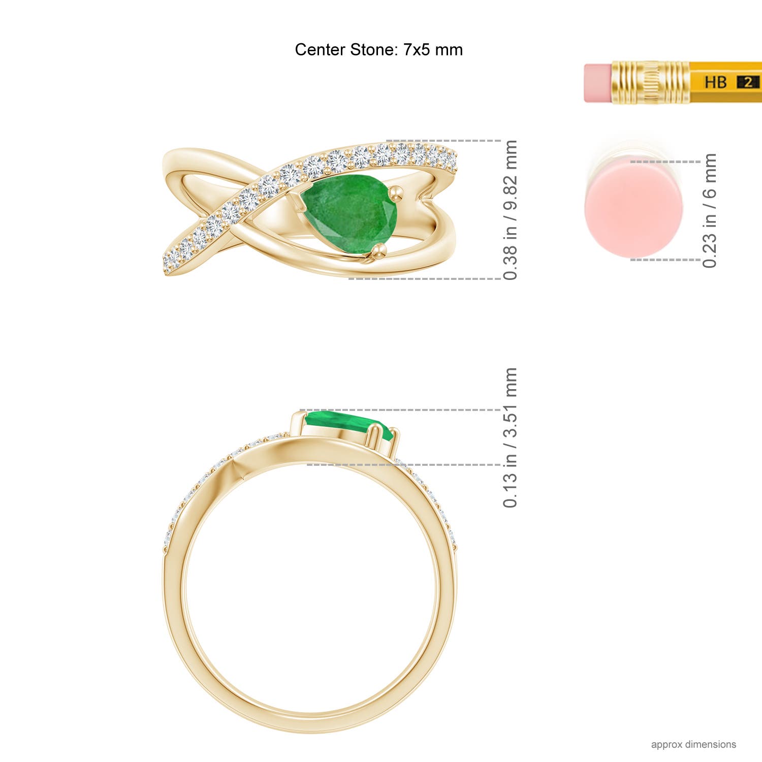 A - Emerald / 0.82 CT / 14 KT Yellow Gold