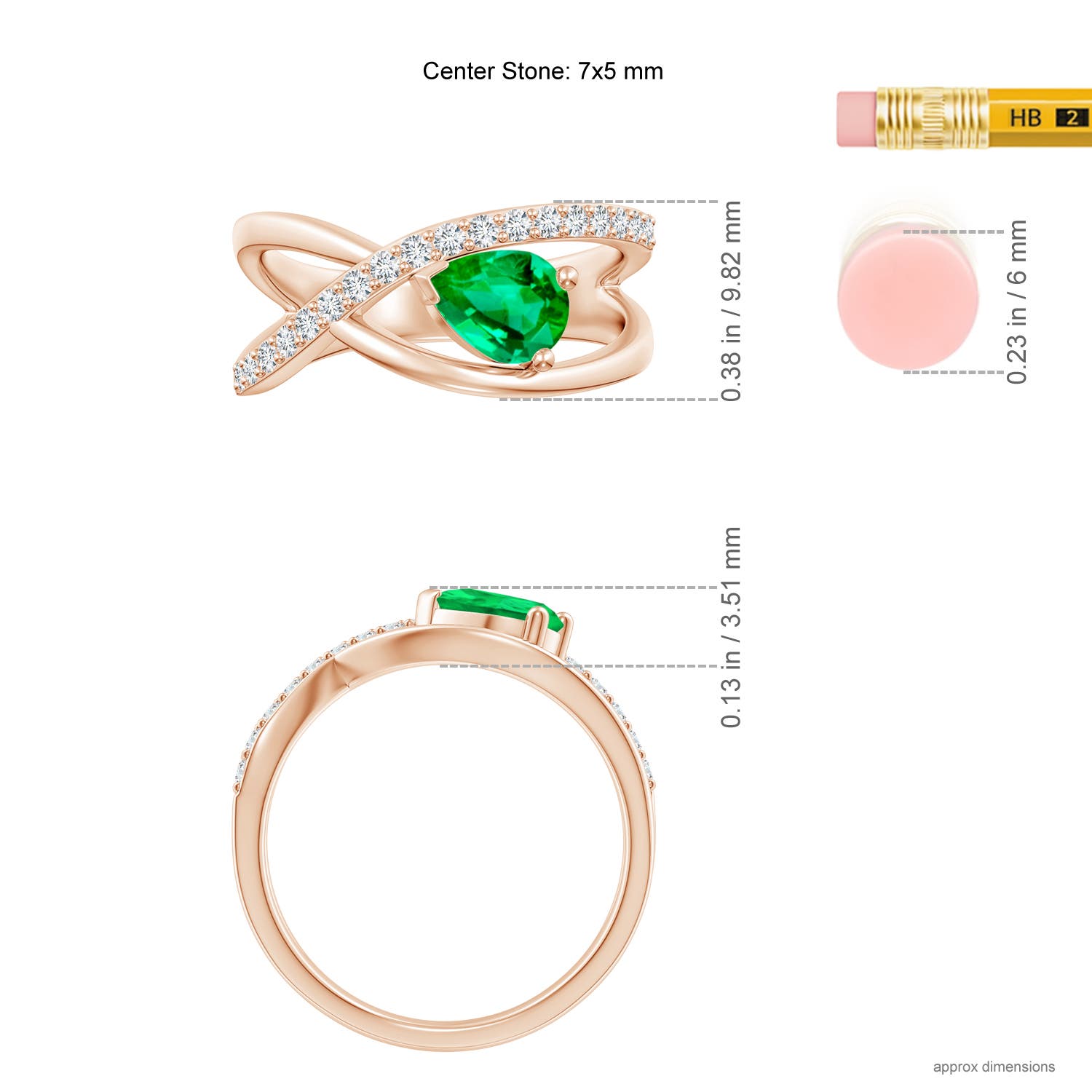 AAA - Emerald / 0.82 CT / 14 KT Rose Gold