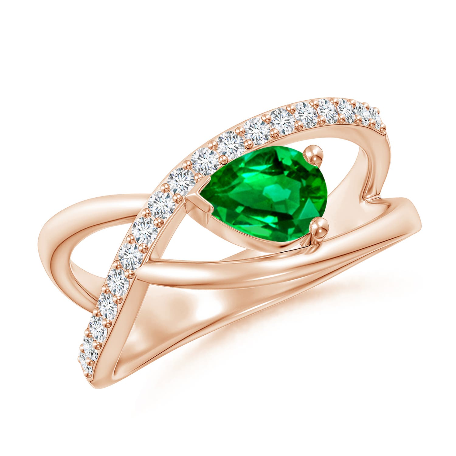 AAAA - Emerald / 0.82 CT / 14 KT Rose Gold