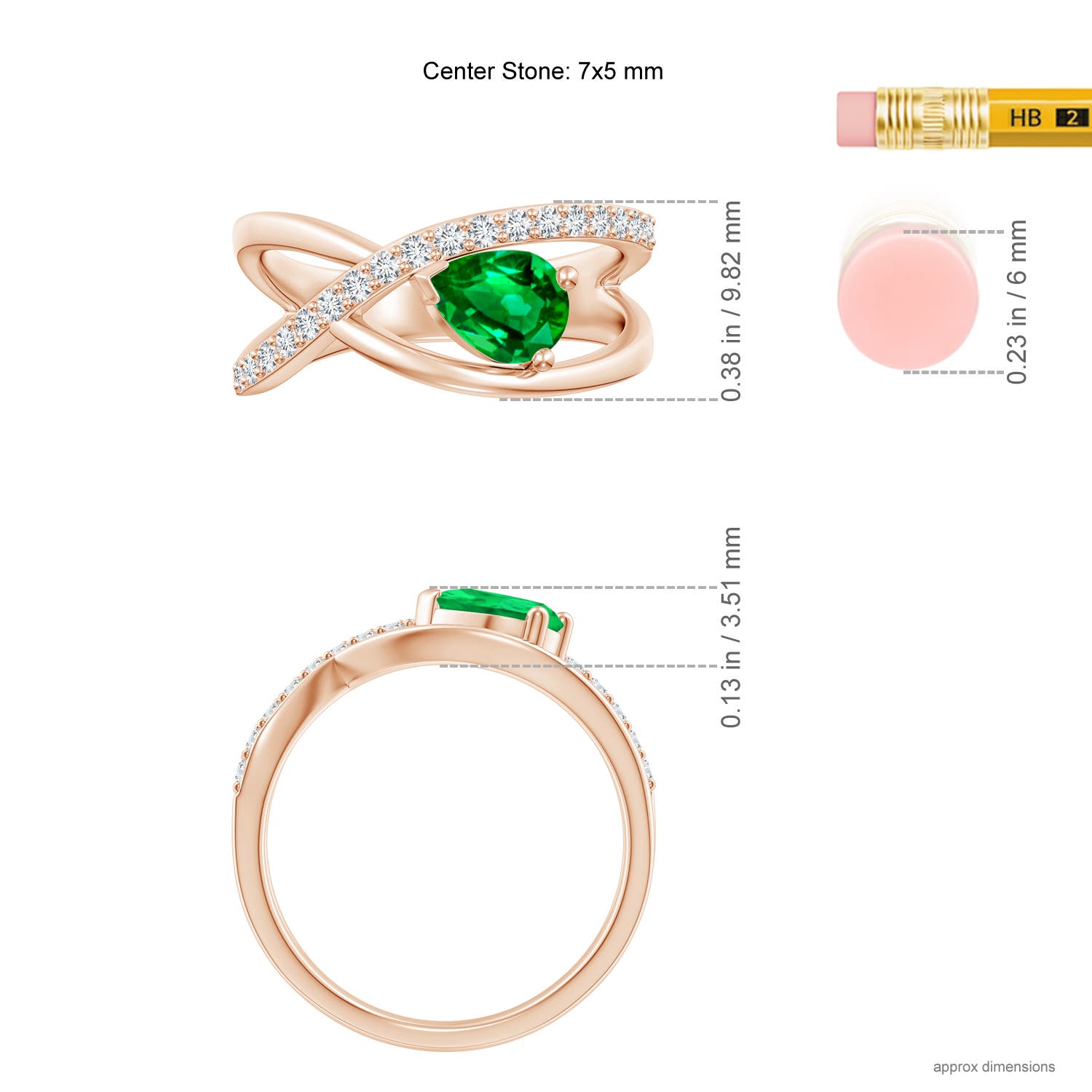 AAAA - Emerald / 0.82 CT / 14 KT Rose Gold