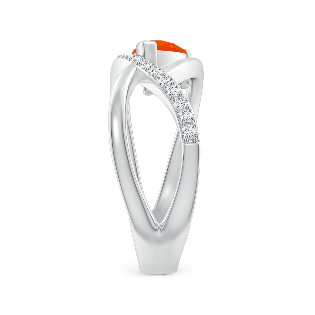 7x5mm AAA Criss Cross Pear Shaped Fire Opal Ring with Diamond Accents in White Gold Body-Hand