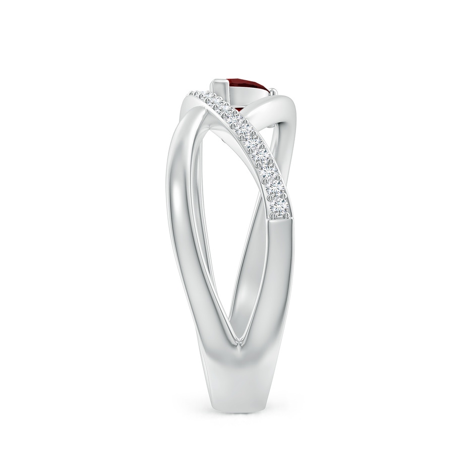 5x3mm AAA Criss Cross Pear Shaped Garnet Ring with Diamond Accents in 18K White Gold side 299