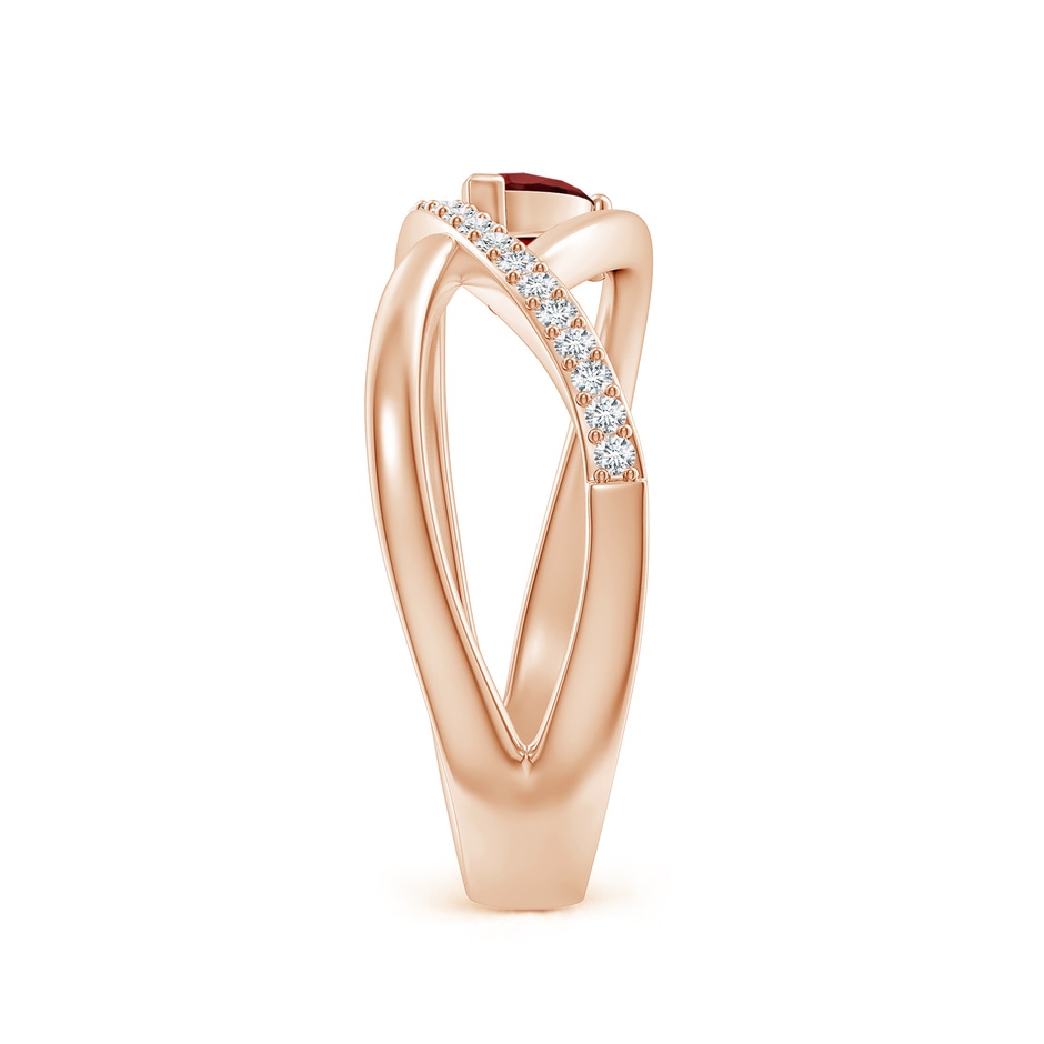 5x3mm AAAA Criss Cross Pear Shaped Garnet Ring with Diamond Accents in Rose Gold side 299