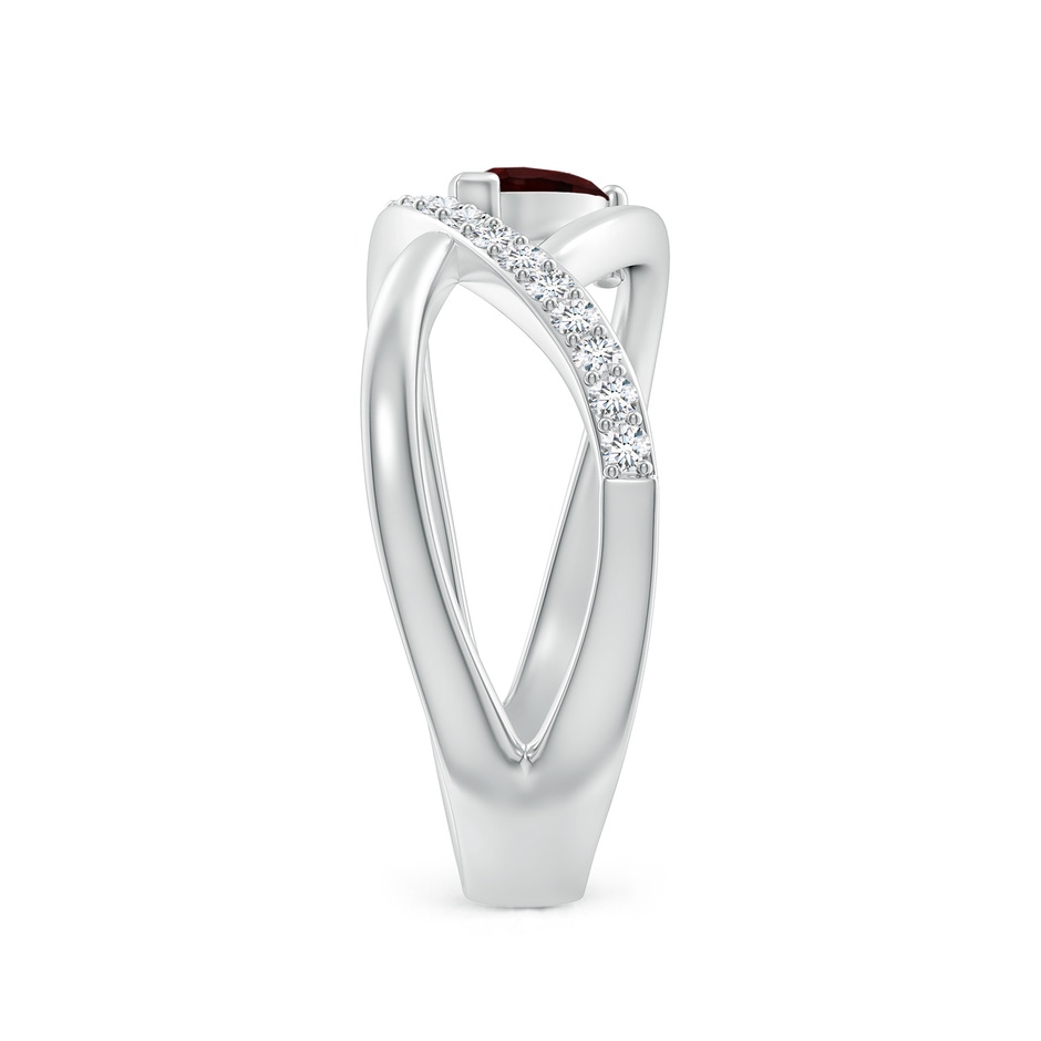 6x4mm A Criss Cross Pear Shaped Garnet Ring with Diamond Accents in 18K White Gold side 299