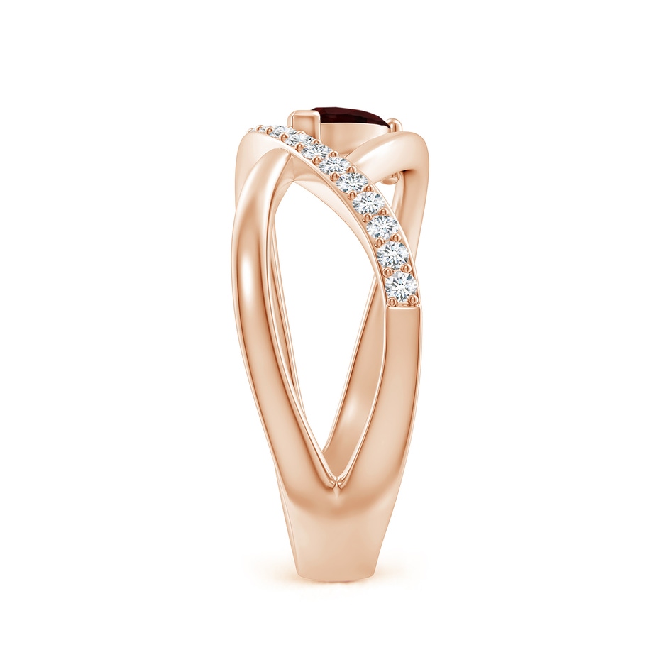 6x4mm A Criss Cross Pear Shaped Garnet Ring with Diamond Accents in Rose Gold side 299