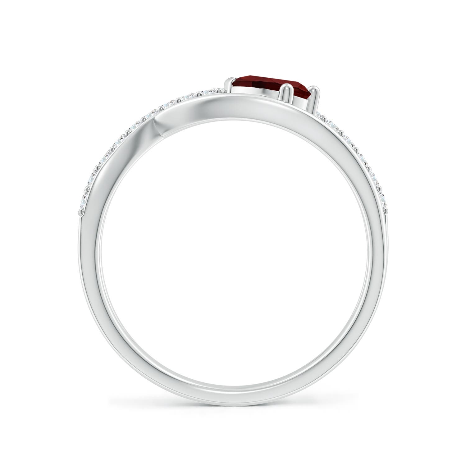 6x4mm AAA Criss Cross Pear Shaped Garnet Ring with Diamond Accents in White Gold