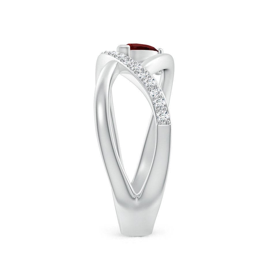 6x4mm AAA Criss Cross Pear Shaped Garnet Ring with Diamond Accents in White Gold Product Image