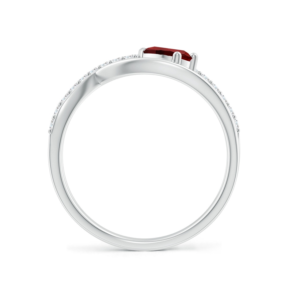 6x4mm AAAA Criss Cross Pear Shaped Garnet Ring with Diamond Accents in P950 Platinum side 199