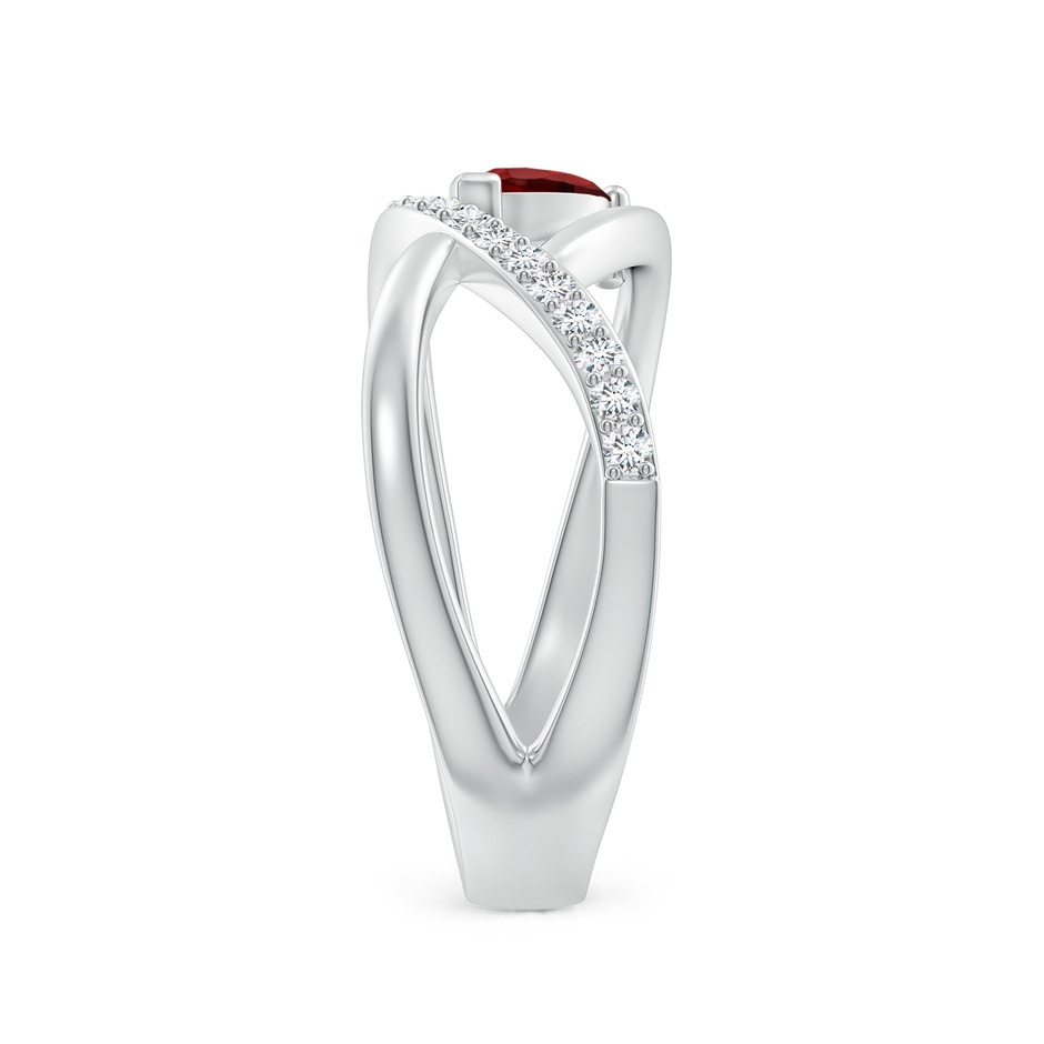 6x4mm AAAA Criss Cross Pear Shaped Garnet Ring with Diamond Accents in White Gold side 299