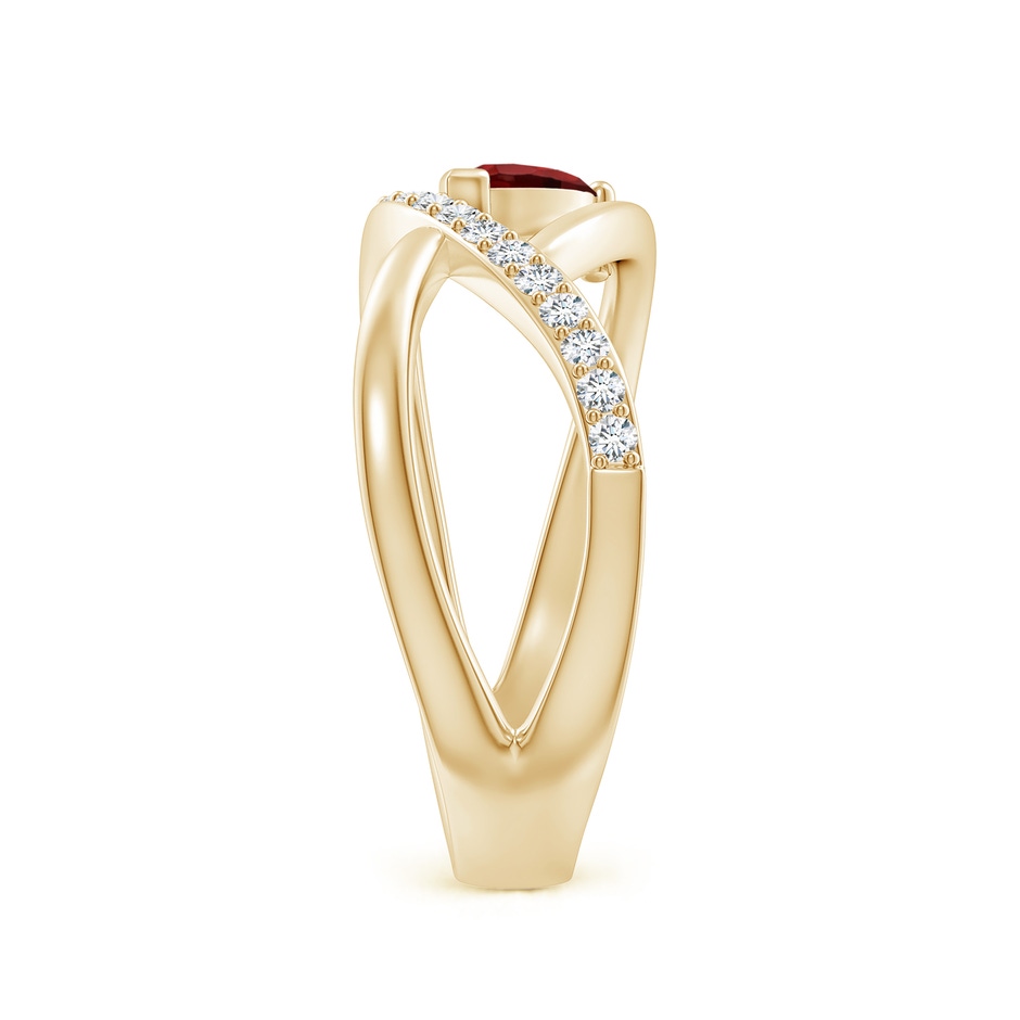 6x4mm AAAA Criss Cross Pear Shaped Garnet Ring with Diamond Accents in Yellow Gold side 299