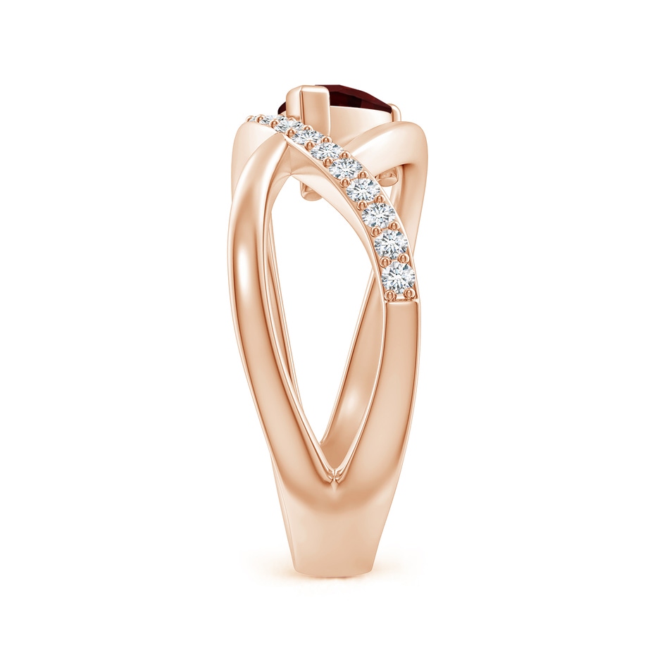 7x5mm AA Criss Cross Pear Shaped Garnet Ring with Diamond Accents in Rose Gold side 299