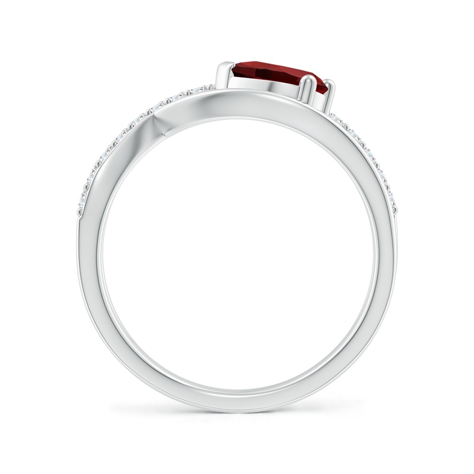 7x5mm AAAA Criss Cross Pear Shaped Garnet Ring with Diamond Accents in P950 Platinum side 199