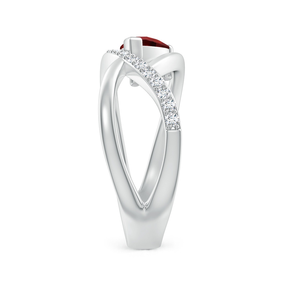 7x5mm AAAA Criss Cross Pear Shaped Garnet Ring with Diamond Accents in P950 Platinum side 299