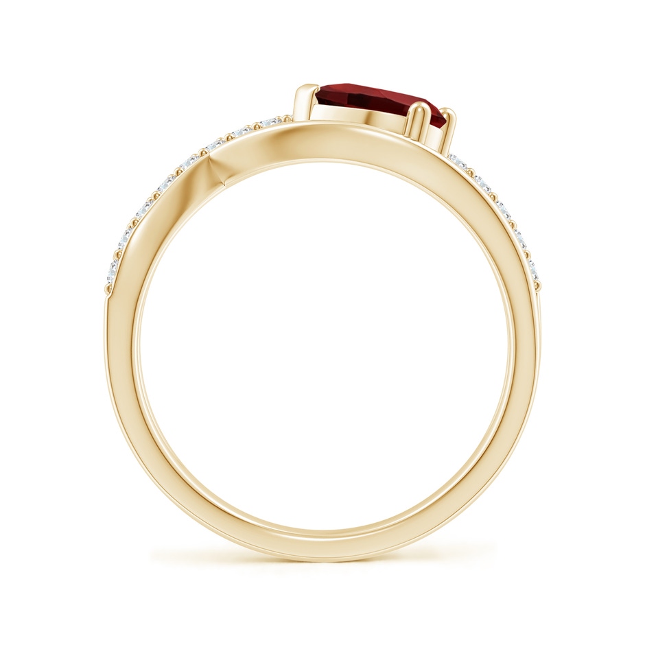 7x5mm AAAA Criss Cross Pear Shaped Garnet Ring with Diamond Accents in Yellow Gold side 199