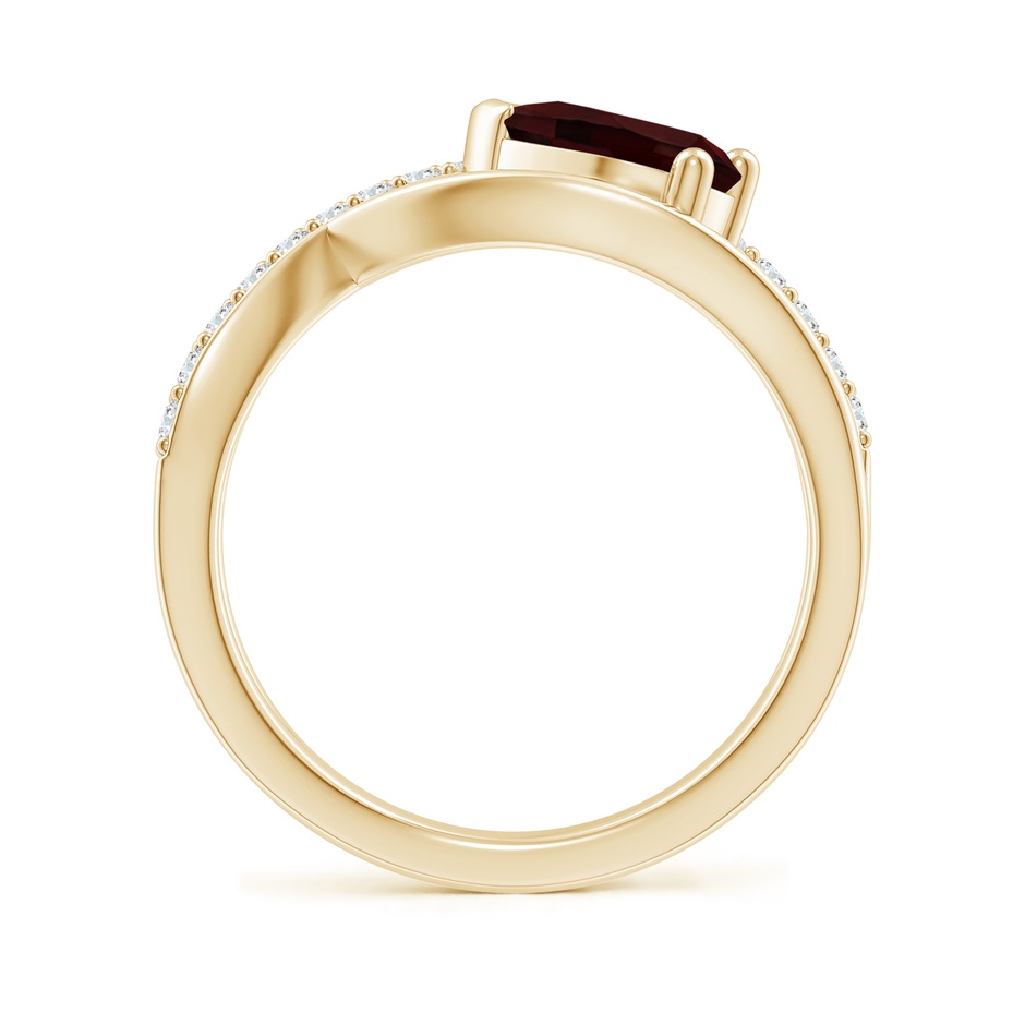 8x6mm A Criss Cross Pear Shaped Garnet Ring with Diamond Accents in Yellow Gold side 199