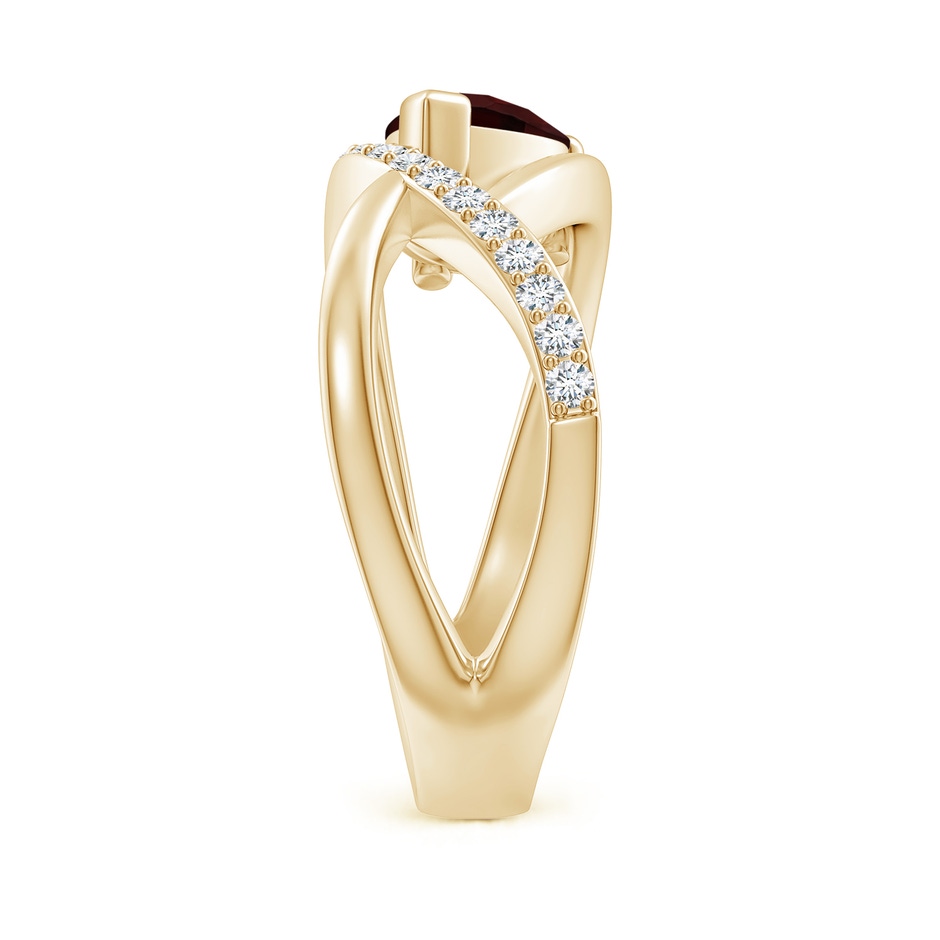8x6mm A Criss Cross Pear Shaped Garnet Ring with Diamond Accents in Yellow Gold side 299