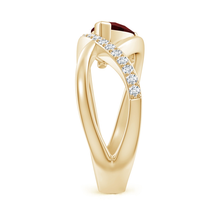 8x6mm AAA Criss Cross Pear Shaped Garnet Ring with Diamond Accents in Yellow Gold side 299