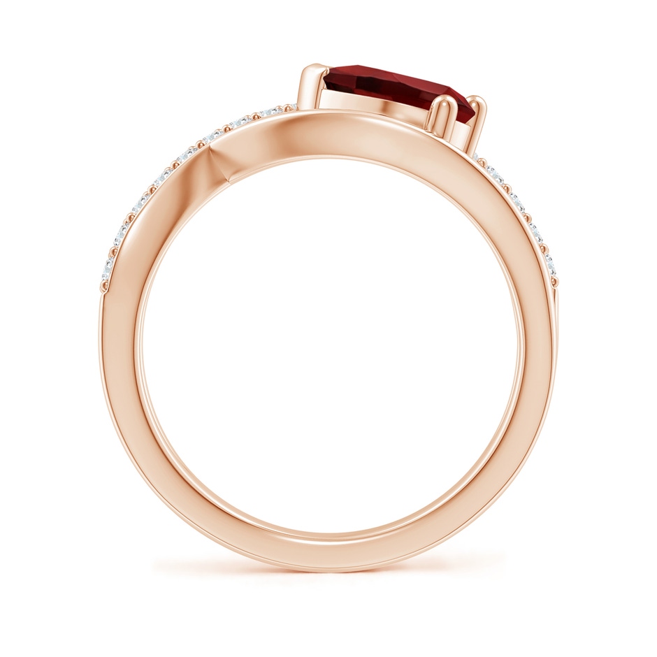 8x6mm AAAA Criss Cross Pear Shaped Garnet Ring with Diamond Accents in 18K Rose Gold side 199