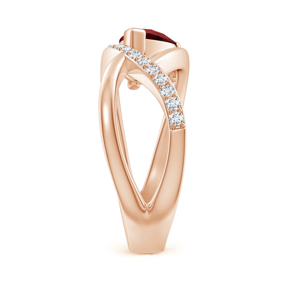 8x6mm AAAA Criss Cross Pear Shaped Garnet Ring with Diamond Accents in 18K Rose Gold side 299