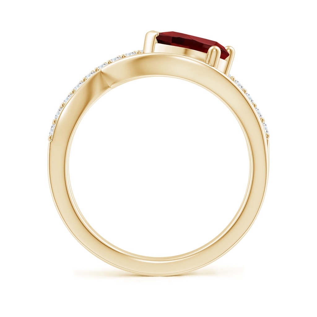 8x6mm AAAA Criss Cross Pear Shaped Garnet Ring with Diamond Accents in Yellow Gold - side 199