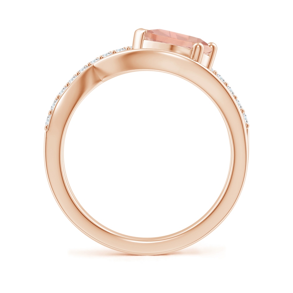 8x6mm AAA Criss Cross Pear Shaped Morganite Ring with Diamond Accents in Rose Gold side-1