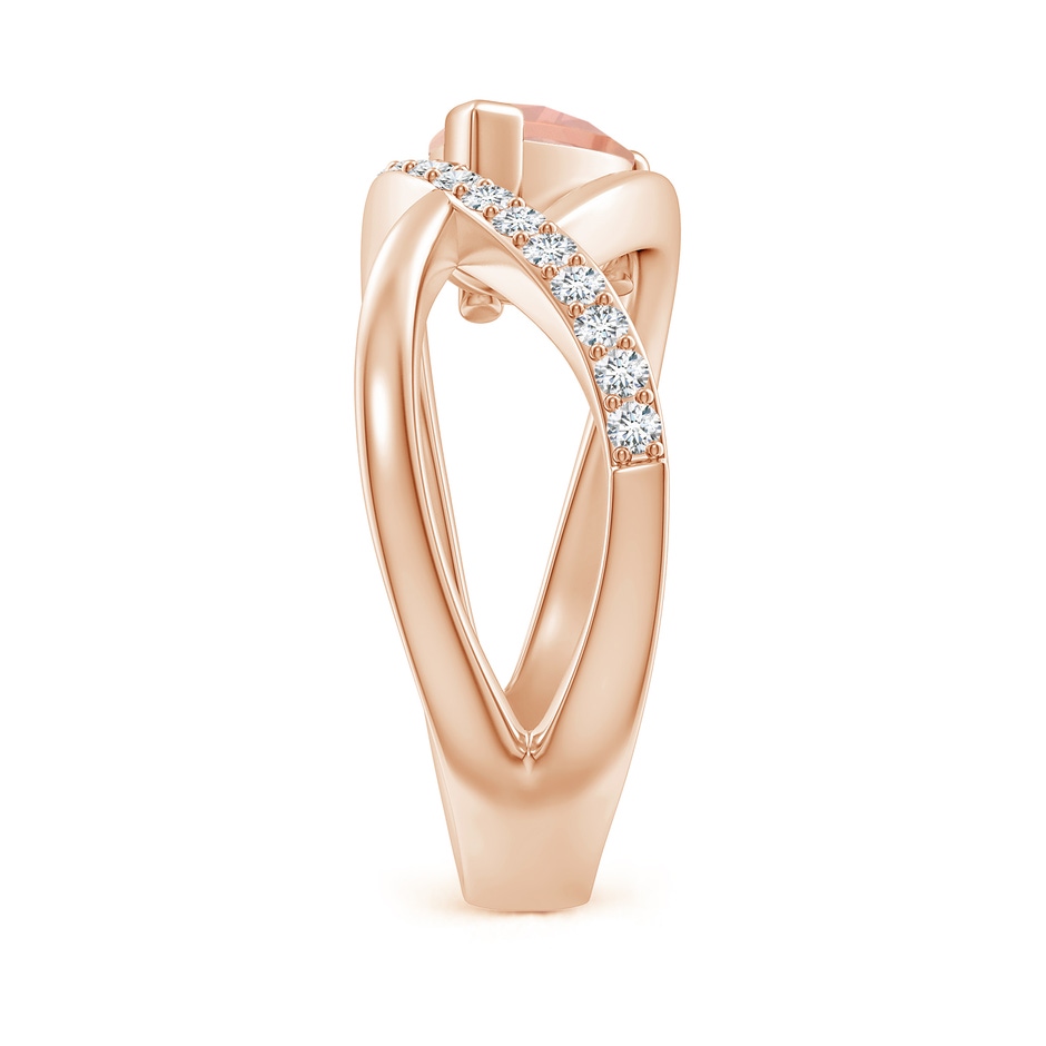 8x6mm AAA Criss Cross Pear Shaped Morganite Ring with Diamond Accents in Rose Gold side-2