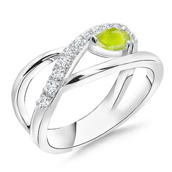 A - Peridot / 0.38 CT / 14 KT White Gold