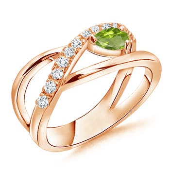 AA - Peridot / 0.38 CT / 14 KT Rose Gold