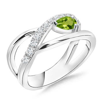 AAAA - Peridot / 0.38 CT / 14 KT White Gold