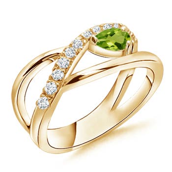 AAAA - Peridot / 0.38 CT / 14 KT Yellow Gold