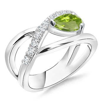 AA - Peridot / 0.92 CT / 14 KT White Gold