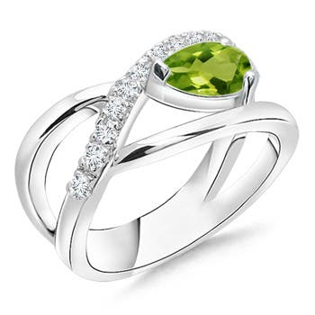 AAAA - Peridot / 0.92 CT / 14 KT White Gold