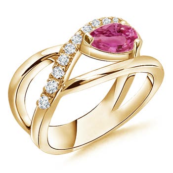 AAAA - Pink Sapphire / 0.97 CT / 14 KT Yellow Gold