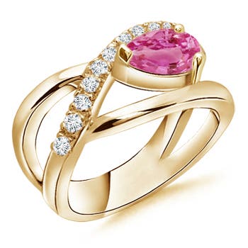 AAA - Pink Sapphire / 1.5 CT / 14 KT Yellow Gold