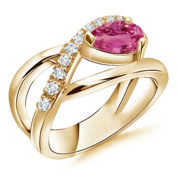 AAAA - Pink Sapphire / 1.5 CT / 14 KT Yellow Gold