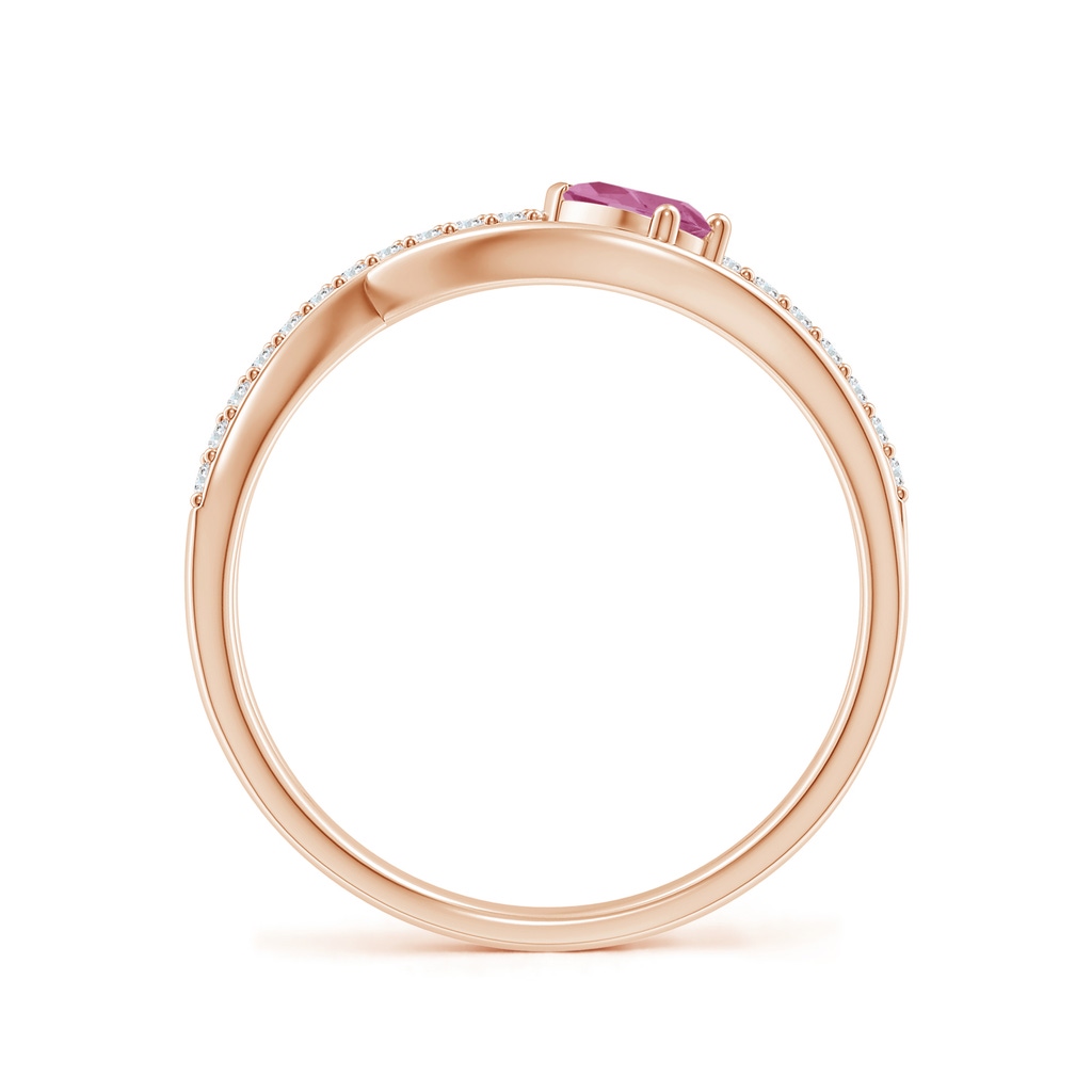 5x3mm AAA Criss Cross Pear Shaped Pink Tourmaline Ring with Diamond Accents in Rose Gold Side-1
