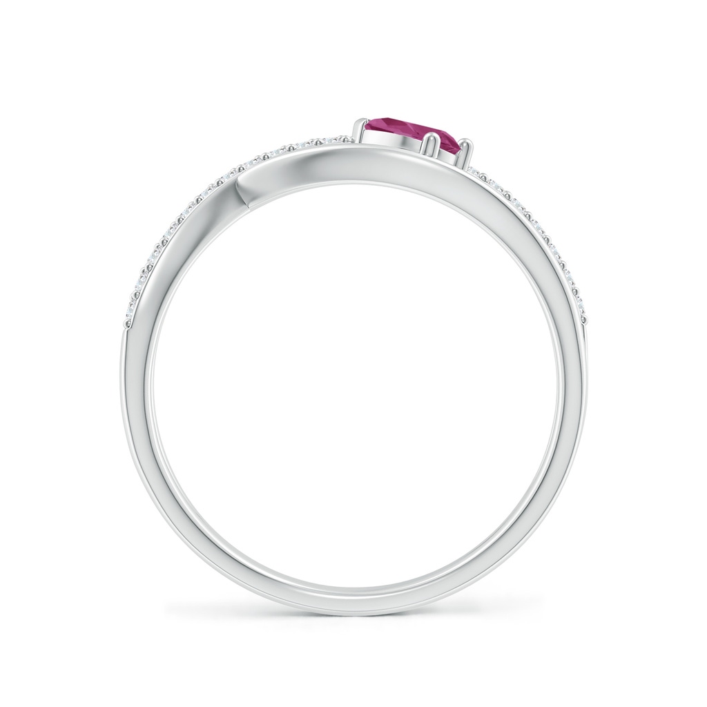 5x3mm AAAA Criss Cross Pear Shaped Pink Tourmaline Ring with Diamond Accents in P950 Platinum Side-1